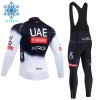 Set Fietsshirt Lange Mouw + Lange Koersbroek 2025 UAE TEAM EMIRATES Winter Thermal Fleece Zwart